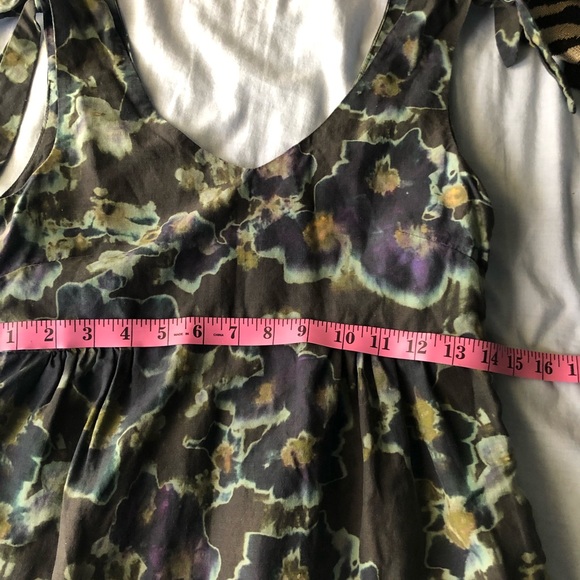 Creatures of Comfort Tie Strap Water Color Floral Dress With Pockets - Picture 12 of 13